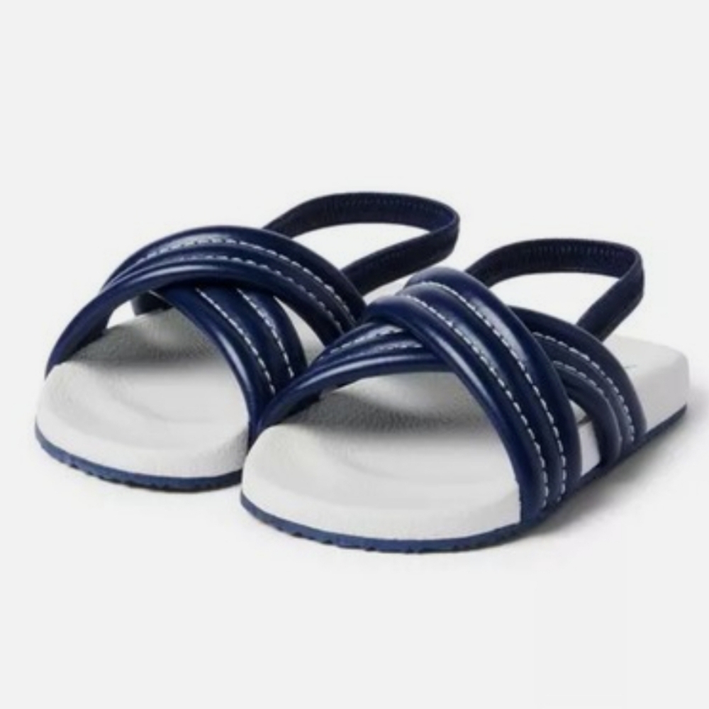 JANIE & JACK Cross Strap Marine Blue Pool Side Sandals Size 10